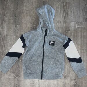 Nike Kids Gray Hoodie with Black and White Accents- Nike logo on back & front